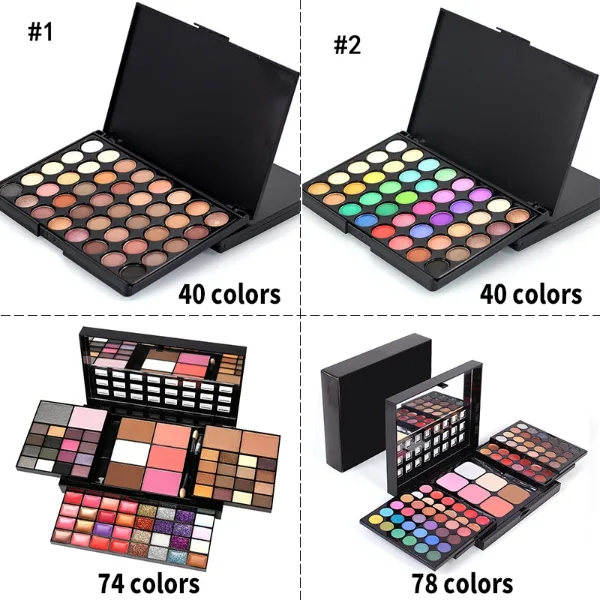 40/74/78 Colors Glitter Eyeshadow Palette Matte Waterproof Long Lasting Pressed Powder Cosmetics Kit  Fashion 