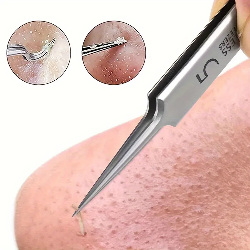 1 Pack Extra Fine No. 5 Cellular Acne Blackhead Tweezers - Facial Beauty Remove Acne Needle Tools for Skin Car