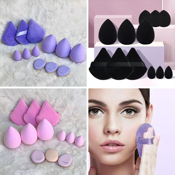 12-Piece All-Purpose Makeup Sponge Set, Made of 3 Loose Powder Puffs, 3 Mini Air Cushion Puffs, 3 Beauty Eggs 