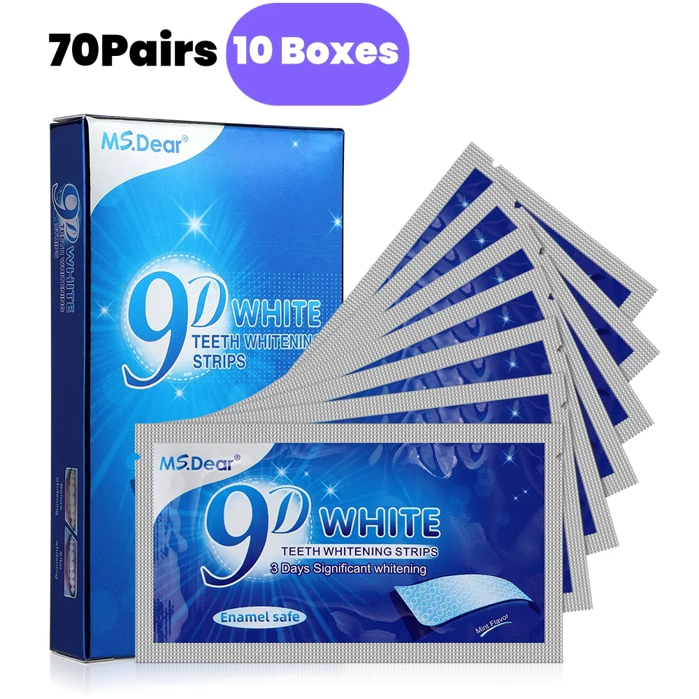 9D Gel White Teeth Cleaning Strips Oral Hygiene Care Double Elastic Teeth Bleaching Strips False Teeth Veneers