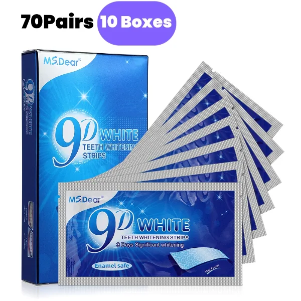9D Gel White Teeth Cleaning Strips Oral Hygiene Care Double Elastic Teeth Bleaching Strips False Teeth Veneers