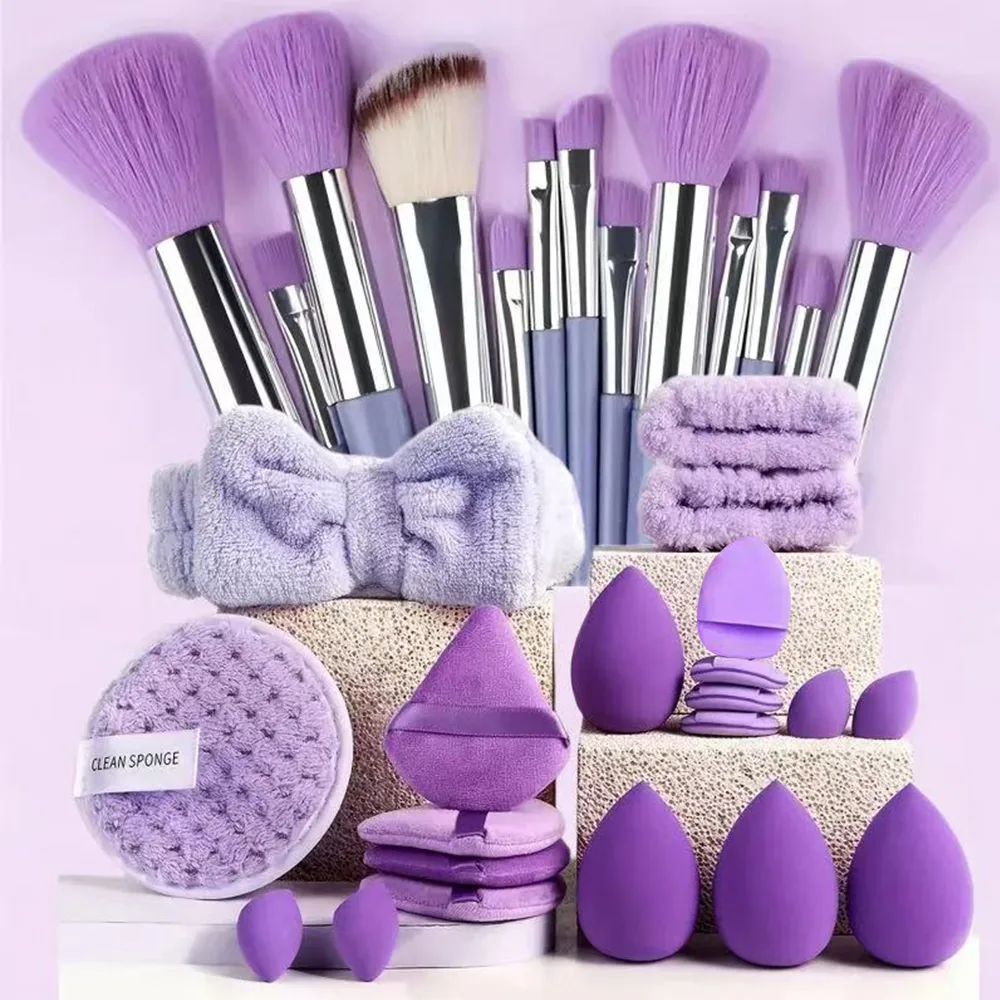 33pcs beauty set makeup kit  large and small beauty sponges for flawless makeup application and removal of mak