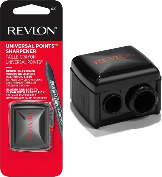 Revlon Universal Points Sharpener for Wooden & Plastic Makeup Pencils, Fits Small to Large Sizes, Easy to Clea