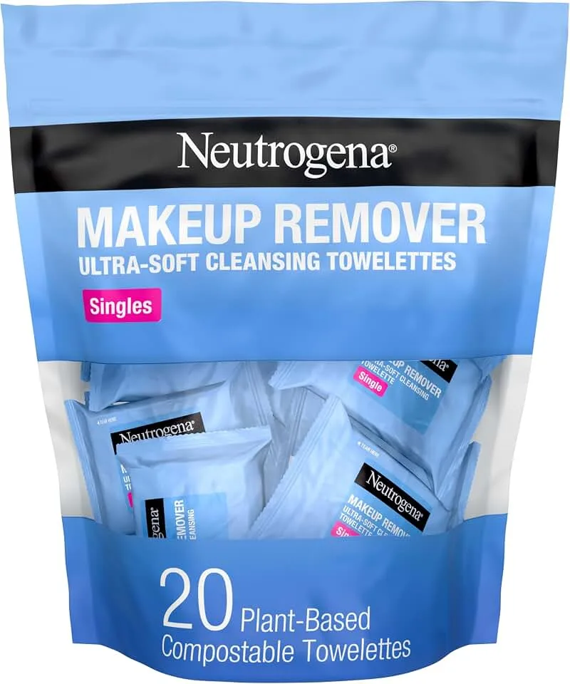 Neutrogena Makeup Remover Towelettes for Face with Micellar Water Daily Alcohol-Free, 20 ct