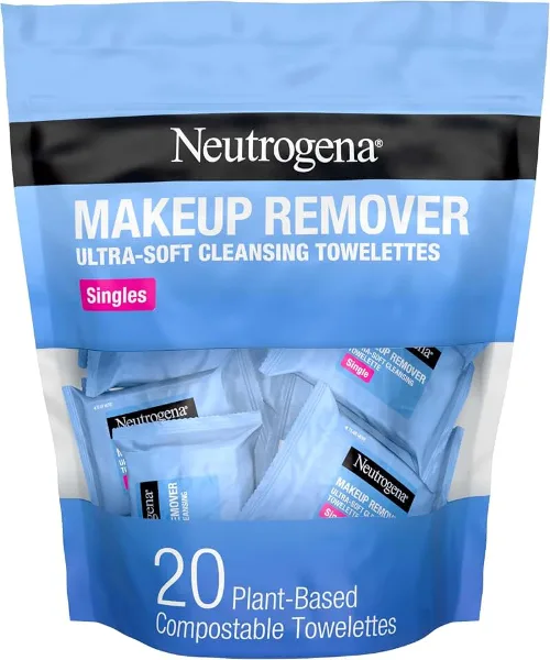 Neutrogena Makeup Remover Towelettes for Face with Micellar Water Daily Alcohol-Free, 20 ct