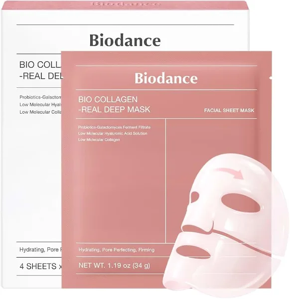 BIODANCE Bio-Collagen Real Deep Mask, Hydrating Overnight Hydrogel Face Mask, Pore Minimizing, Elasticity, Plu